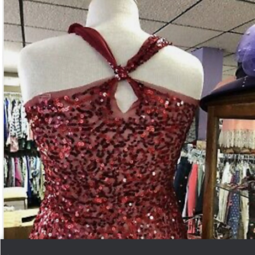 Wet Seal Red Sequined Shiny Sparkly Mesh Racer Ba… - image 2